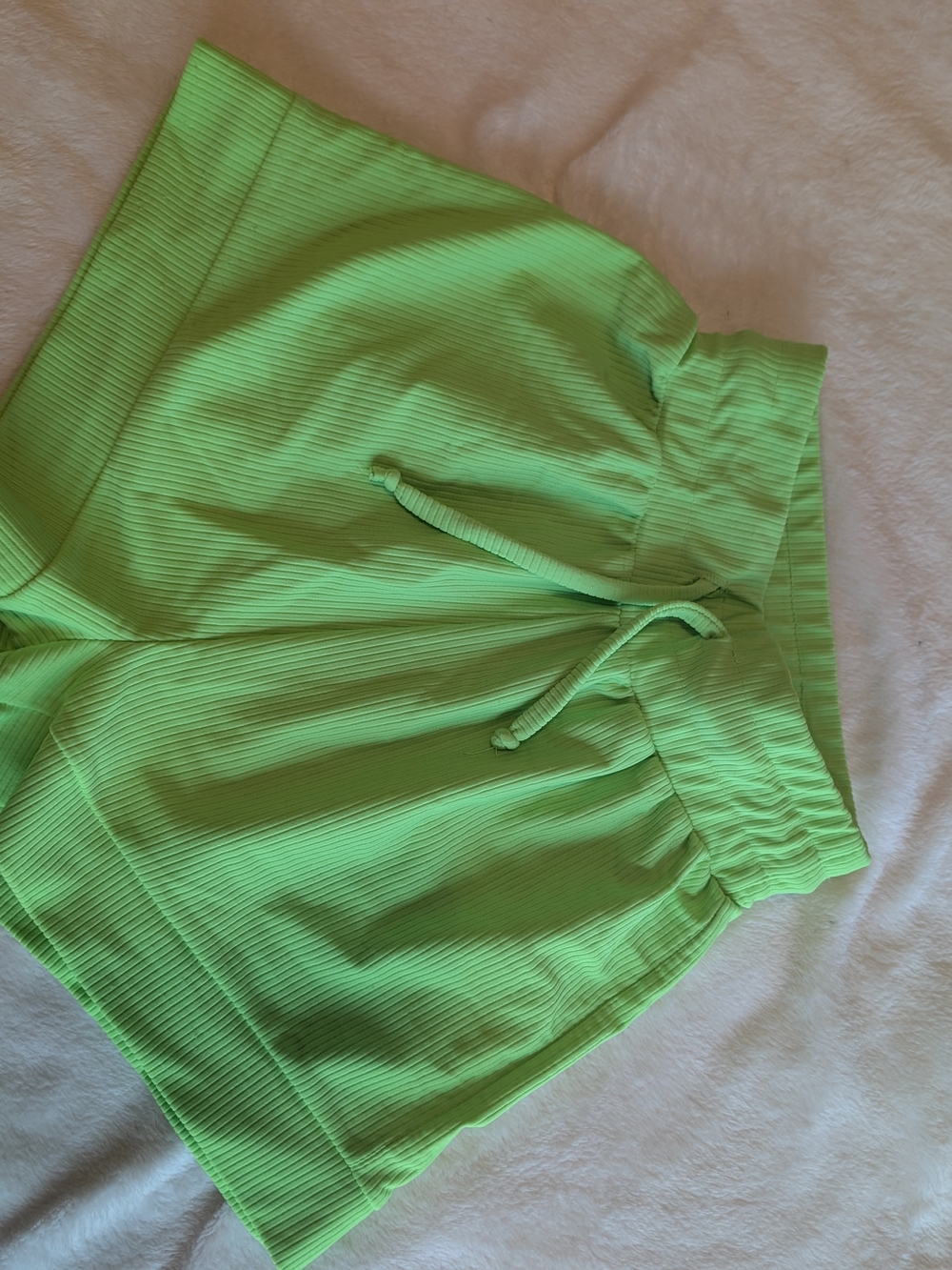 Five Dancewear Girls Neon Lime Ribbed Drawstring Shorts